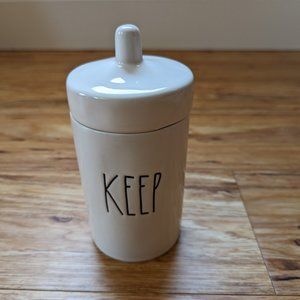 Rae Dunn "Keep" canister container holder with lid